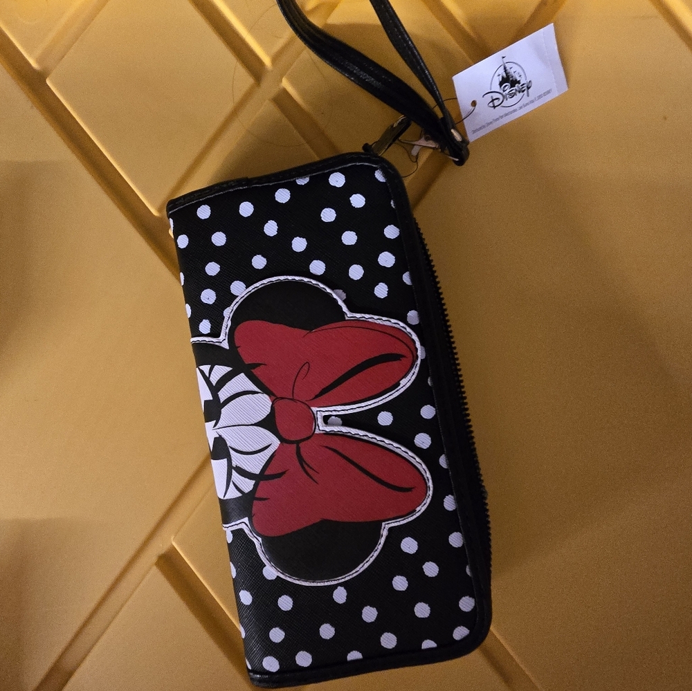 Disney Polka Dot Wristlet with Red Bow